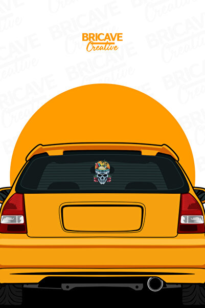 Bricave Tropik Ada Kafatası Sticker Araba Motosiklet Kask Laptop Cam Etiket Sticker 7,4x11cm B2