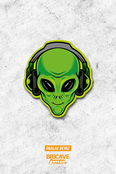 Bricave Uzaylı Sticker Araba Motosiklet Kask Laptop Cam Etiket Sticker 9,8x11cm B1