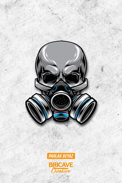 Bricave Toxic Skull Araba Motosiklet Kask Laptop Cam Etiket Sticker 9,4x11cm B1