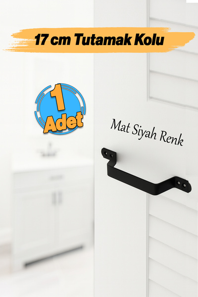 Badem10 Mat Siyah Renk Metal El Tutamagı Çekme Kolu Kapı Tutma Kulbu 17 cm Ku...