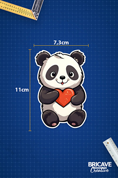 Bricave Kalpli Panda Sticker Araba Motosiklet Kask Laptop Cam Etiket Sticker 7,3x11cm B1