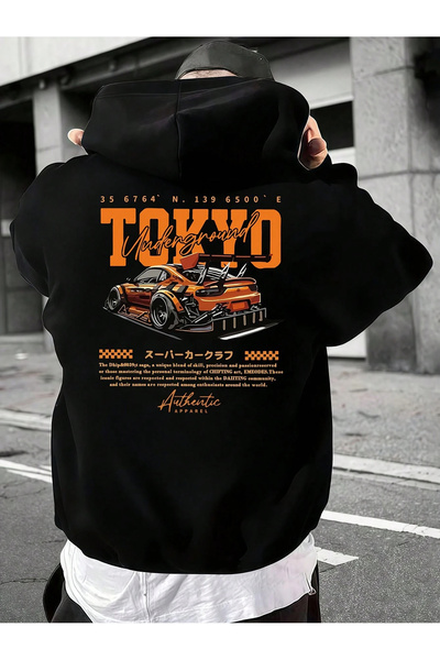 CONSTRAİN Hanorac negru Tokyo Underground Drift Saga, cu tematică de curse de...