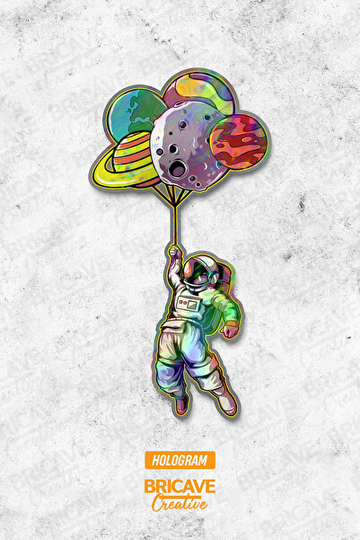 Bricave Astronot Sticker Araba Motosiklet Kask Laptop Cam Etiket Sticker 7,8x...