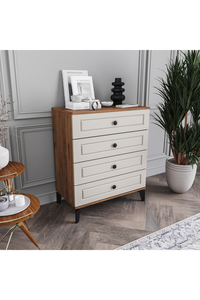 MONZIO Panjur 4 Çekmeceli Şifonyer %100 MDF