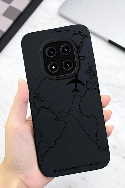 KVK PRİVACY Xiaomi Note 14 Pro 4G Uyumlu – Harita Desenli, Yumuşak Silikon Kı...