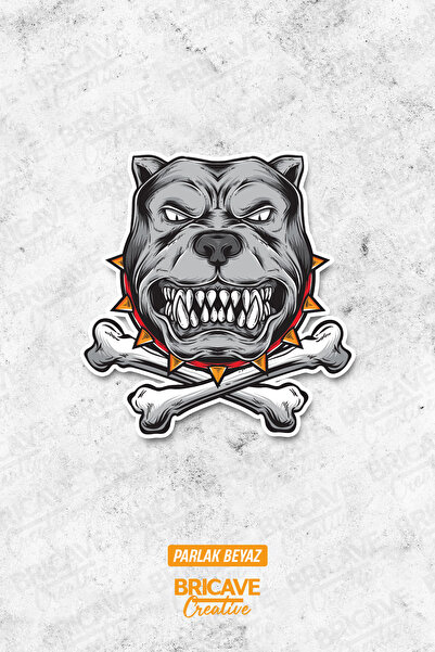 Bricave Pitbull Crossbones Sticker Araba Motosiklet Kask Laptop Cam Etiket Sticker 10,5x11cm B1