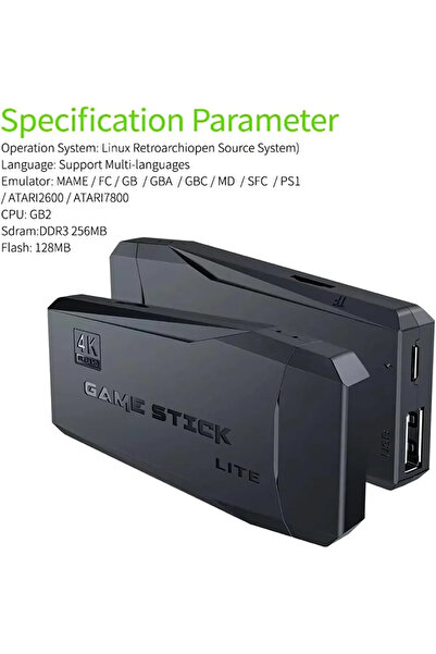 Primo Plus Y3 Lite HD TV Game Console with 64GB Card, 10,000 Games, and 2 Controllers