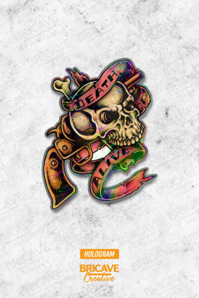 Bricave Death Alive Kafatası Sticker Araba Motosiklet Kask Laptop Cam Etiket Sticker 10x13cm B2