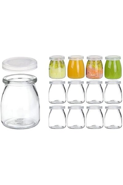 Home Zone 12 قطعة من مرطبانات الزبادي بأغطية زجاجية لصنع المربى والهلام والموس والزبادي، 100 مل