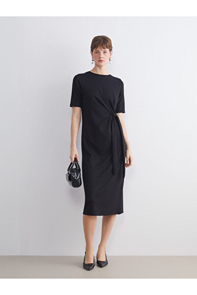 LC Waikiki Crew Neck Drawstring Dress