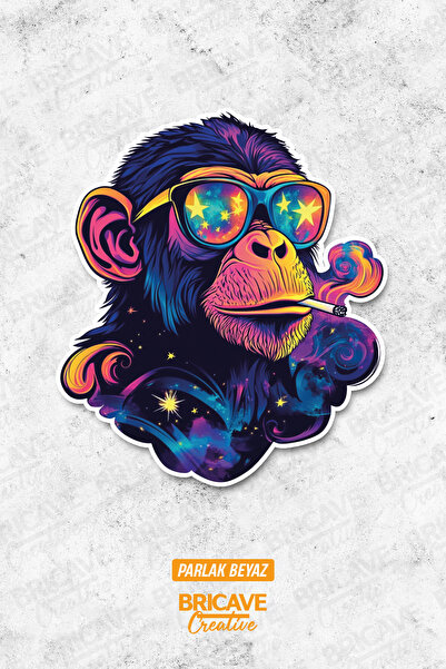 Bricave Cool Neon Maymun Sticker Araba Motosiklet Kask Laptop Cam Etiket Stic...