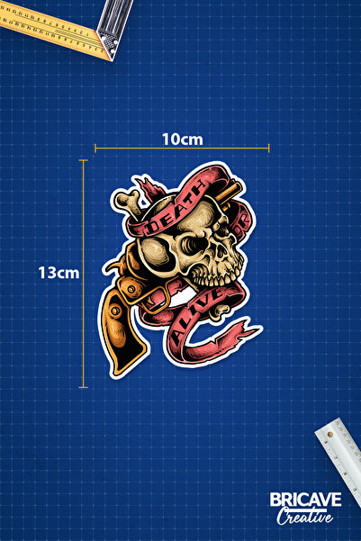 Bricave Death Alive Kafatası Sticker Araba Motosiklet Kask Laptop Cam Etiket Sticker 10x13cm B2