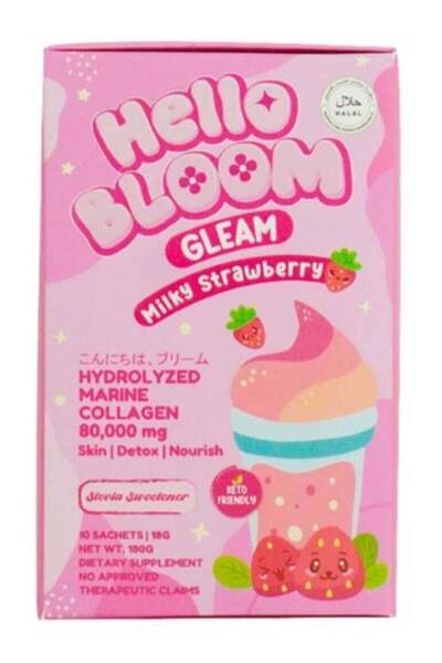 hello bloom مشروب جليم كولاجين بنكهة حليب الفراولة - ١٠ أكياس