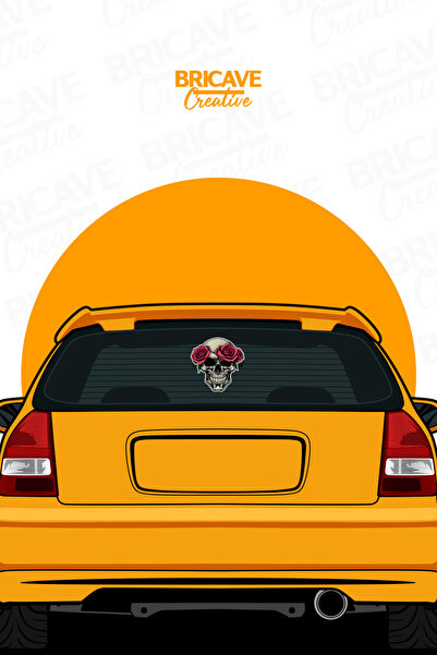 Bricave Güllü Kafatası Sticker Araba Motosiklet Kask Laptop Cam Etiket Sticker 11,7x12,5cm B2