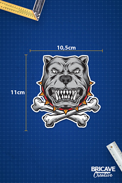 Bricave Pitbull Crossbones Sticker Araba Motosiklet Kask Laptop Cam Etiket Sticker 10,5x11cm B1