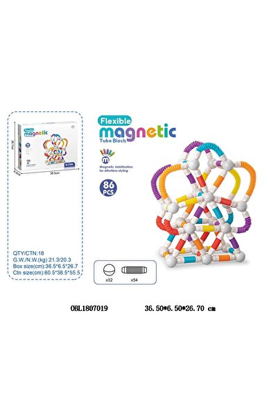 Picodino Set Constructie Magnetica Retractabila, Tuburi si Bete Magnetice Fle...