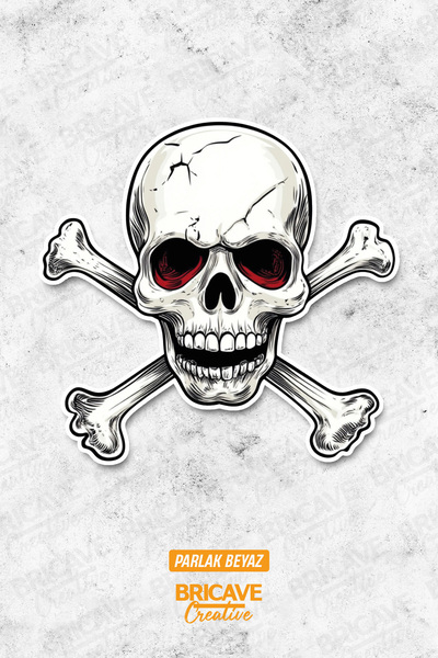 Bricave Kafatası Crossbones Sticker Araba Motosiklet Kask Laptop Cam Etiket S...