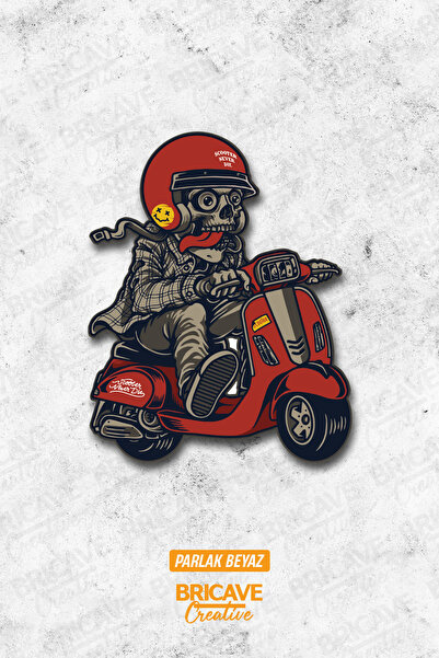 Bricave Vespa Rider Sticker Araba Motosiklet Kask Laptop Cam Etiket Sticker 8...