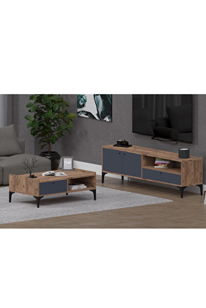 Alfimo Mobilya NOVA&ODION ORTA SEHPA VE TV ÜNİTESİ CEVİZ&ANTRASİT