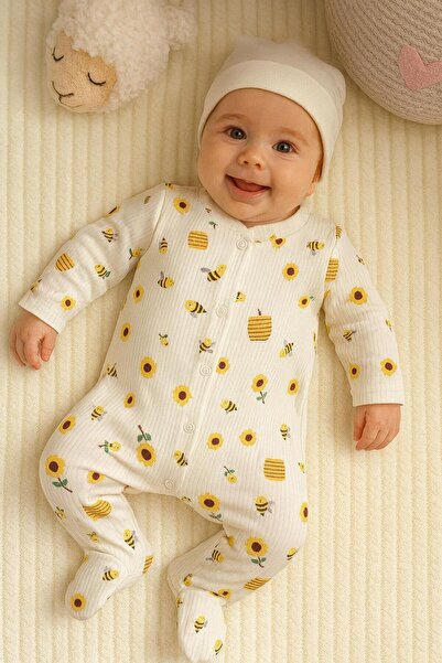 Nayinom %100 PAMUK ARI BAL DESENLİ UNİSEX BEBEK TULUM -- UZUN KOLLU RAHAT VE ...