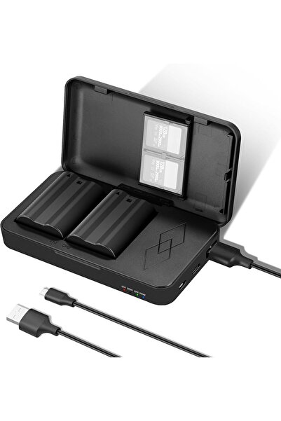 NEEWER مجموعة بطارية بديلة وشاحن USB EN-EL15c، عبوتان من بطاريات 2400 مللي أم...