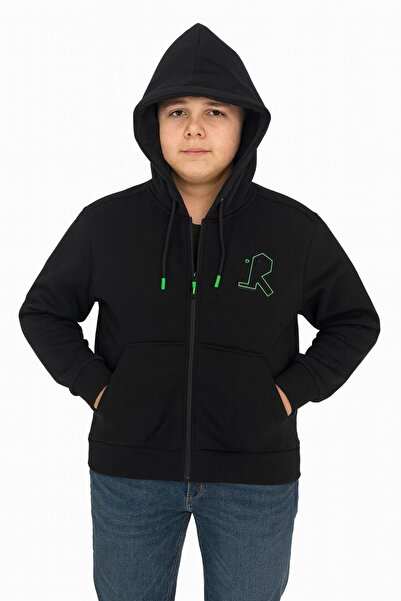 NEWKİDS Hooded Zippered Kangaroo Pocket Boys' Sweatshirt