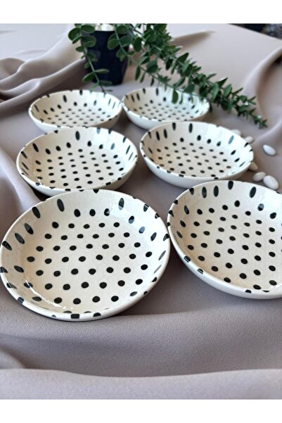 Yiğit Seramik Züccaciye Elegance Polka Dot 6 Piece Round Breakfast Bowl