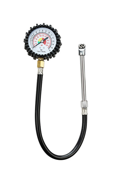 Lawazim مقياس ضغط الإطارات - مقياس مزدوج للرطل/بوصة مربعة ومقياس بار مع خرطوم...