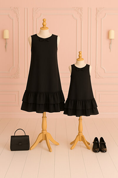 NA ADDESIGN Anne Kız Elbise, Beyaz, siyah, kırmızı, fuşya renk seçenek (sepete ayrı eklenmelir)