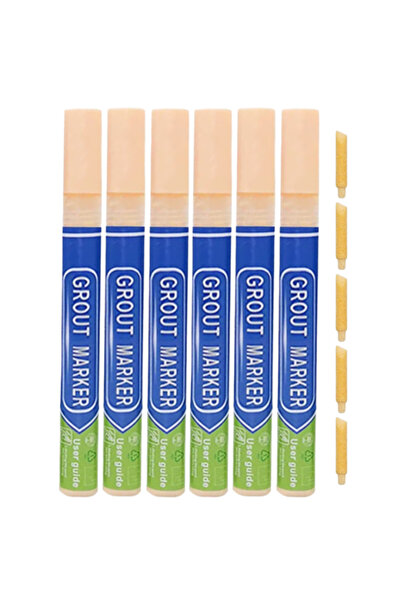 TrioStore Set of 6 Permanent Corrective Paste Markers for Covering Tile Joints, Cream, 15 ML