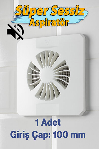 Badem10 Süper Sessiz Banyo WC Aspiratör Fanı 100 mm Duvar Tipi Tuvalet Havala...
