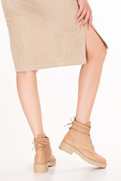 Gondol Kadın Hakiki Deri Günlük Postal Bot Whitney Bej