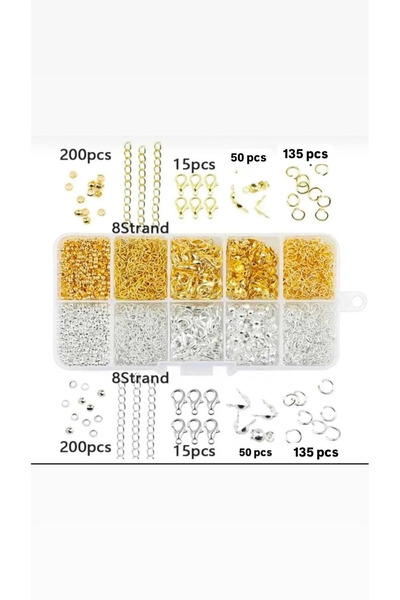 yiğit aksesuar 800 Pcs Gold Ve Gümüş Kolye Bileklik Takı Yapım el işi Seti