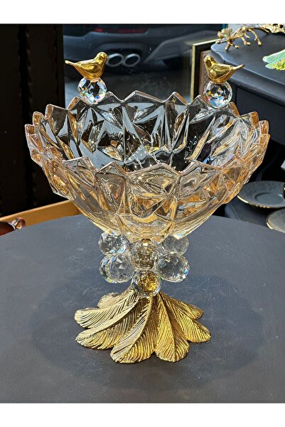 Diamond Porselen Kristal Altın Detaylı Nişan & Söz Sunum Kasesi | Lüks Ev Dek...