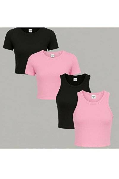 MİLYA&GYM Pachet de 4 tricouri din bumbac, cu decolteu rotund, care se potriv...