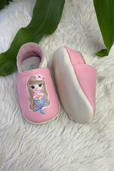 Beybium Mermaid Printed Genuine Leather Baby Shoes Powder
