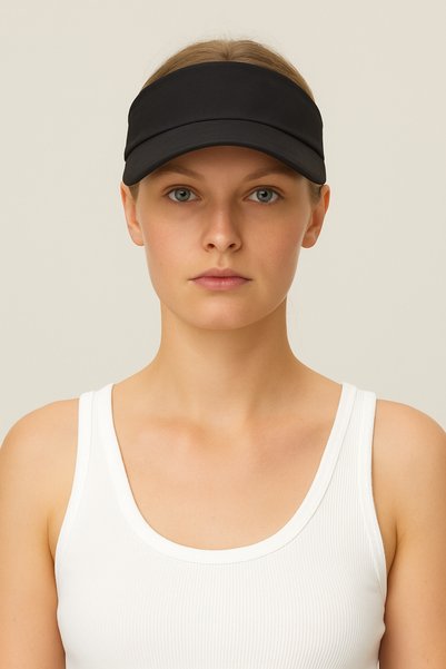 HatClub Exclusive Women Adjustable Summer Sunny Black Color Sport Visor Hat for Outdoor and Beach Use