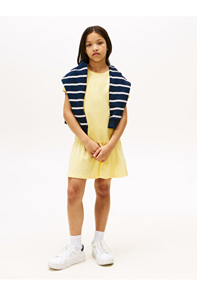 Tommy Hilfiger Girls Citronella Flag Tonal Short Sleeve T-Shirt Dress