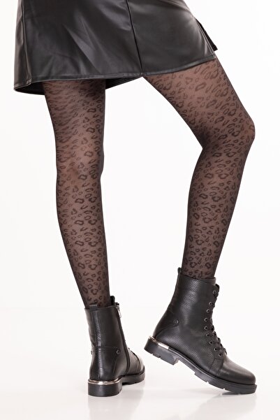 Gondol Hakiki Deri Metal Topuk Detaylı Bot Domenica Siyah