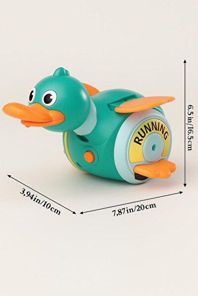 hak-iş oyuncak Sesli ve Işıklı Yürüyen Ördek Oyuncak – Kanat Çırpan, 360° Dönen, USB Şarjlı Foraging Duck - Mavi/Tu