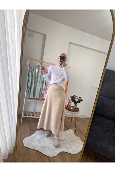 TÜCCAR UMUT Kadın Etek Saten Bej