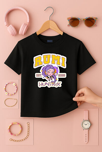 Kpop Demon Hunters Hunterix Rumi Printed Girl T-Shirt 4-13 Years