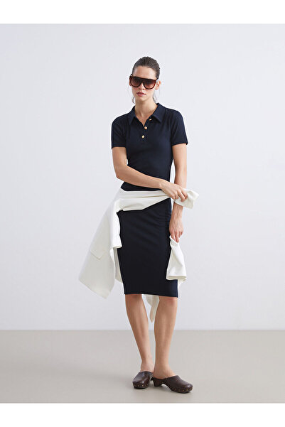 LC Waikiki New Season Polo Neck Ribbed Dress