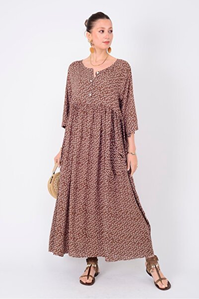 Universal AN164 ÜÇ DÜĞMELİ ÇITIR ÇİÇEK DESEN ELBİSE