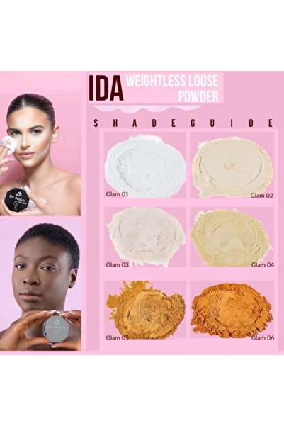 IDA Beauty Weightless Loose Setting Powder |Long-Lasting, Flawless Matte Finish (Glam 05,8g)