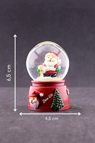 HediyeFilesi Yeni Yıl Noel Baba Temalı Mini Boy Işıklı Kar Küresi 6,5 cm A
