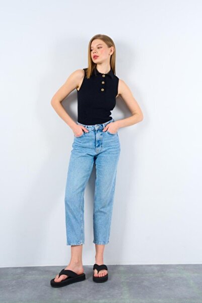 trend_ermege Buttoned Knitwear Undershirt - Black