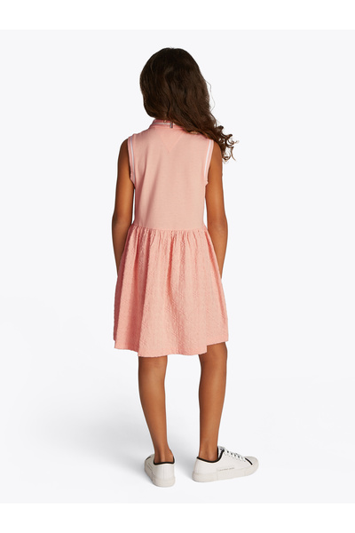 Tommy Hilfiger Tommy Hilfiger Girls Coral Ice Broderie Anglaise Sleeveless Polo Dress