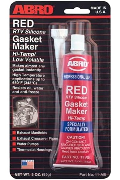 Abro High Temperature Red RTV Silicone Gasket - Low Volatility