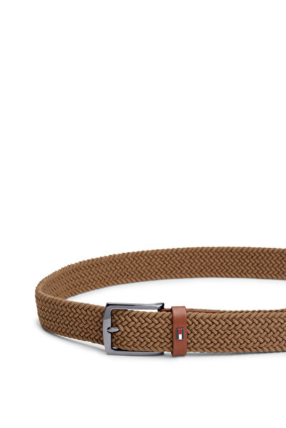 Tommy Hilfiger Men Rooted Brown Denton Elastic Fixed Belt